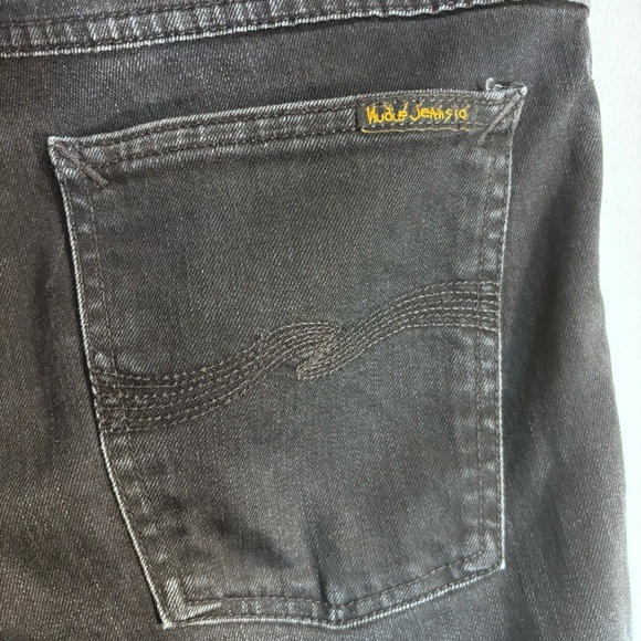 NUDIE Sz 31 x 30 Jeans Tilted Tor Black Grey Button Fly Slim Tilted Waistband - Picture 9 of 13